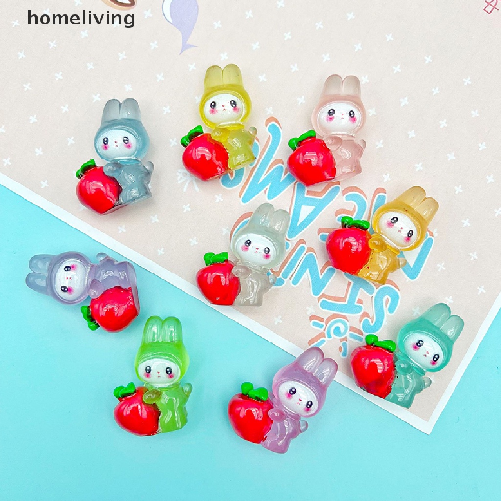 Bộ 2 Búp Bê Hình Thỏ Bunny Hoạt Hình Màu Dạ Quang Trang Trí Tiểu Cảnh