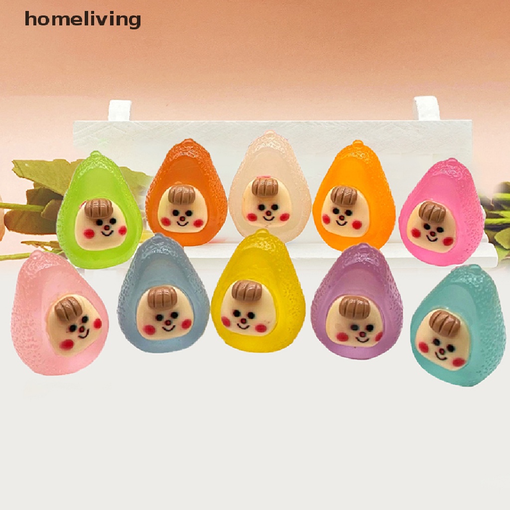 Bộ 2 Quả Bơ Mini Dạ Quang Dùng Trang Trí Tiểu Cảnh / Nhà Búp Bê