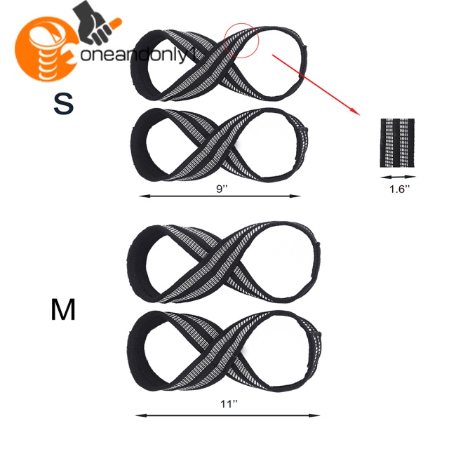 1 Cặp Dây Đai Nâng Tạ Hình Số 8 2 Kích Cỡ Có Thể Kéo Lên Để Tập Gym