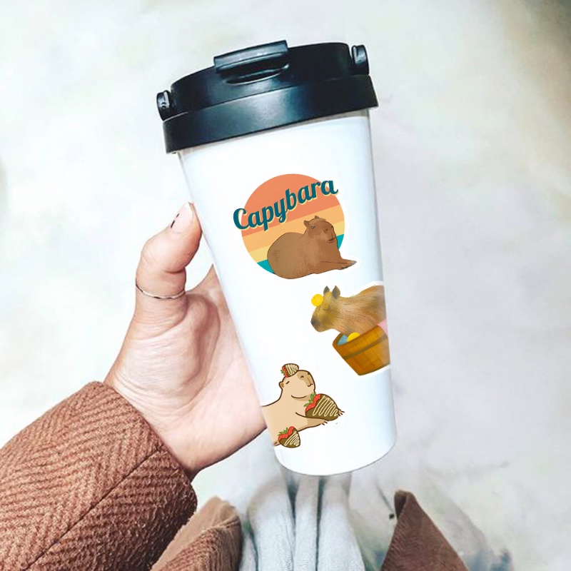 Z&M❀ Sticker Dán Trang Trí Xe Hơi Capybara ❀ Bộ 50 Miếng Dán Chống Thấm Nước Hình Động Vật Dễ Thương
