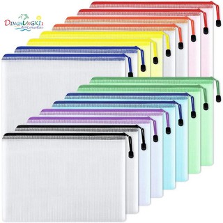 Set 16 túi đựng tài liệu khổ a4 có khóa kéo chống thấm nước tiện dụng cho văn phòng / trường học