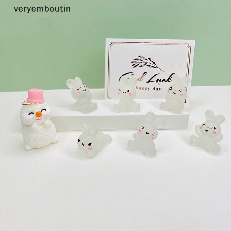 Bộ 5 Phụ Kiện Hình Thỏ Bằng Nhựa Màu Dạ Quang Trang Trí Nghệ Thuật Crafg