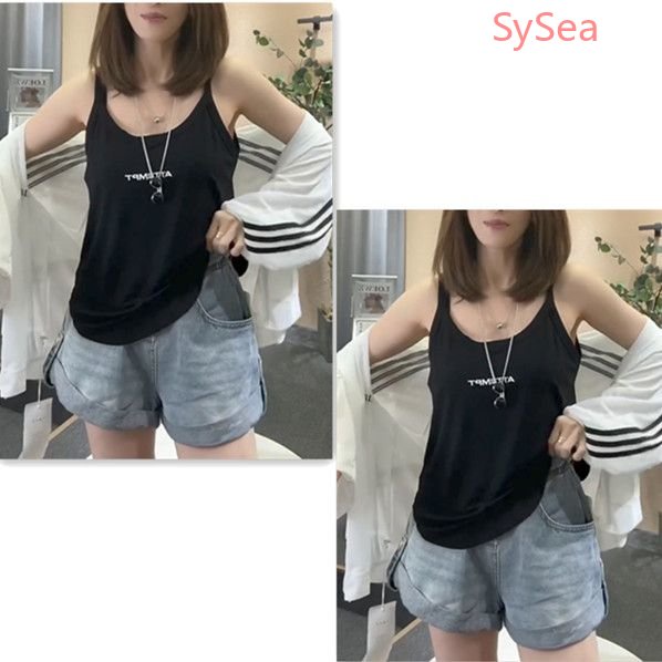 Áo Hai Dây Dáng Rộng Thêu Chữ Thời Trang Mùa Hè Cho Nữ