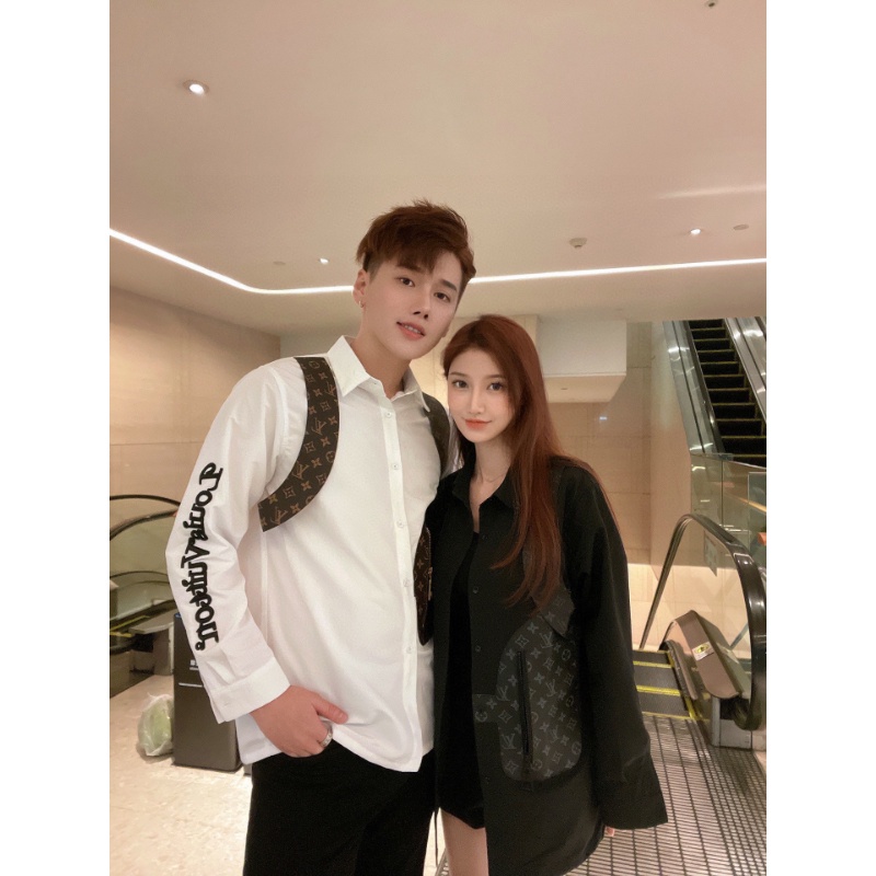 ❤️❤️Hàng Có Sẵn! ❤️❤️ Áo Sơ Mi Dài Tay unisex Tay Cổ Chữ v