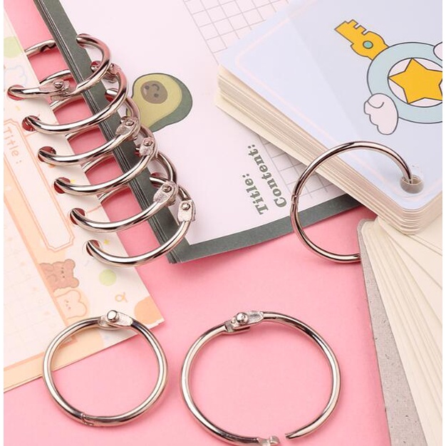 10pcs Khoen, khuyên Tròn Inox Flashcard Đóng Gáy Sách, Album, Nhật Kí - Khoen Móc Vòng Còng Đóng Sổ, Sổ Tay