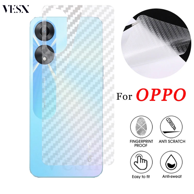 Dán Lưng Điện Thoại Cacbon Chống Vân Tay Cho OPPO A79 A18 A38 A58 A98 A78 A17 A77 A77s A57 A17K A16 A16s A16K A96 A76 A95 A55 A15 A15s A74 A54 A94 5G 4G 2023