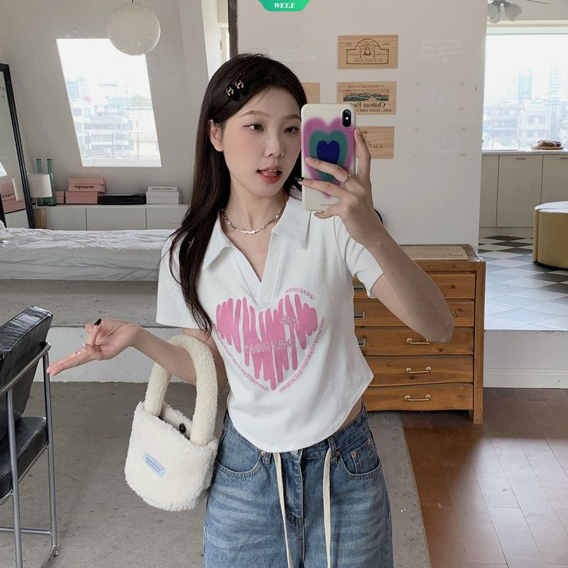 Áo Thun Crop Top Tay Ngắn Lệch Vai Thời Trang Mùa Hè 2023 Y2k Cho Nữ