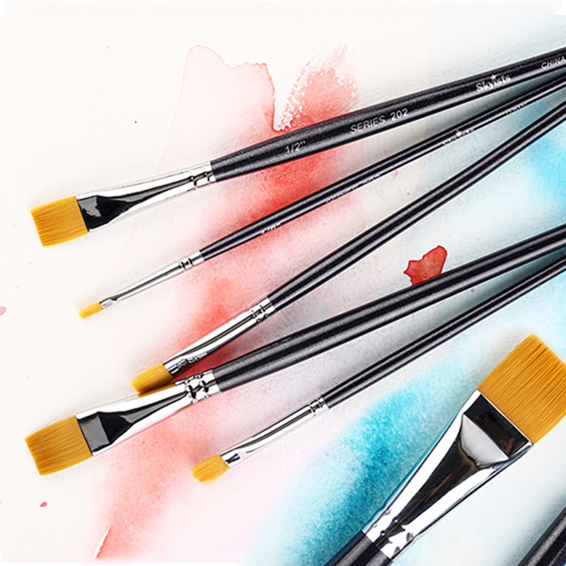 Cọ Vẽ Màu Nước Đầu Phẳng / Tròn Bằng Nylon Dành Cho Trẻ Em Vẽ Tranh DIY