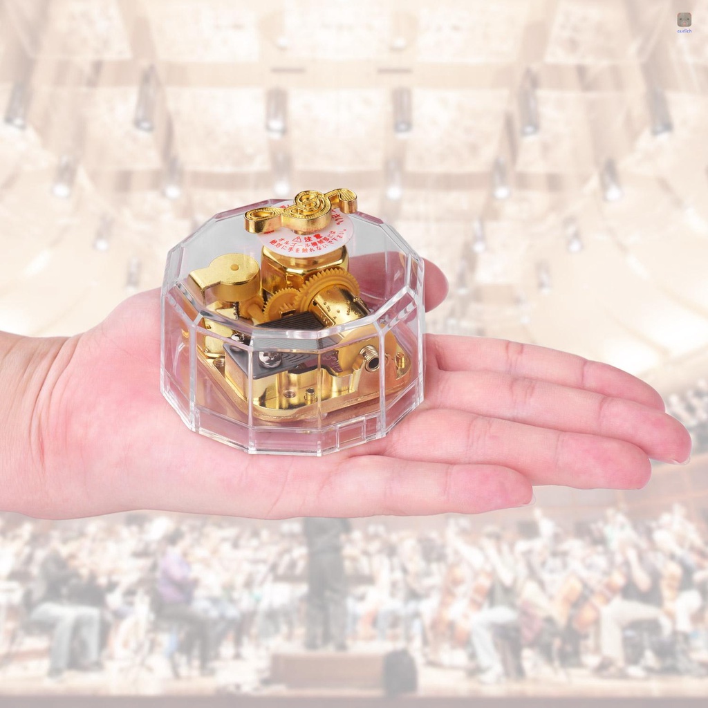 Dodecagon Hộp Nhạc Xoay Bằng Acrylic Trong Suốt Màu Vàng Đồng Thau Cho Bạn Bè Gia Đình