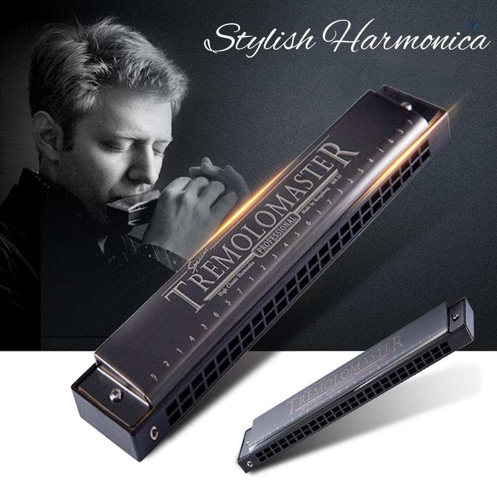 Đàn Harmonica 24 Lỗ Chữ C Tông Đen Chuyên Nghiệp Cho Người Mới Bắt Đầu