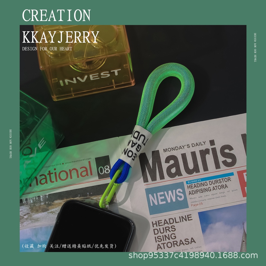 Dây Đeo Điện Thoại Dạ Quang Dạng Lưới Sáng Tạo Hai Màu Có Khóa Cài