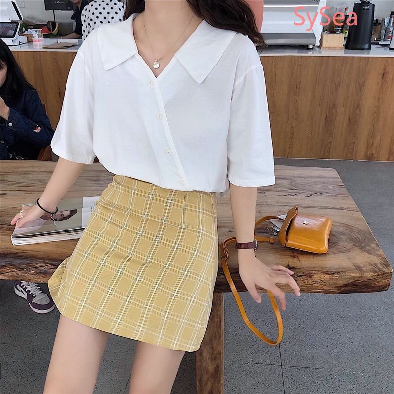 Áo Sơ Mi Ngắn Tay Cổ Tim Thời Trang Mùa Hè Hàn Quốc Dành Cho Nữ
