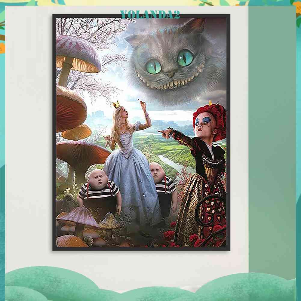 Bộ Tranh Đính Đá 5D Họa Tiết Alice in Wonderland Độc Đáo DIY Dùng Trang Trí Nhà Cửa