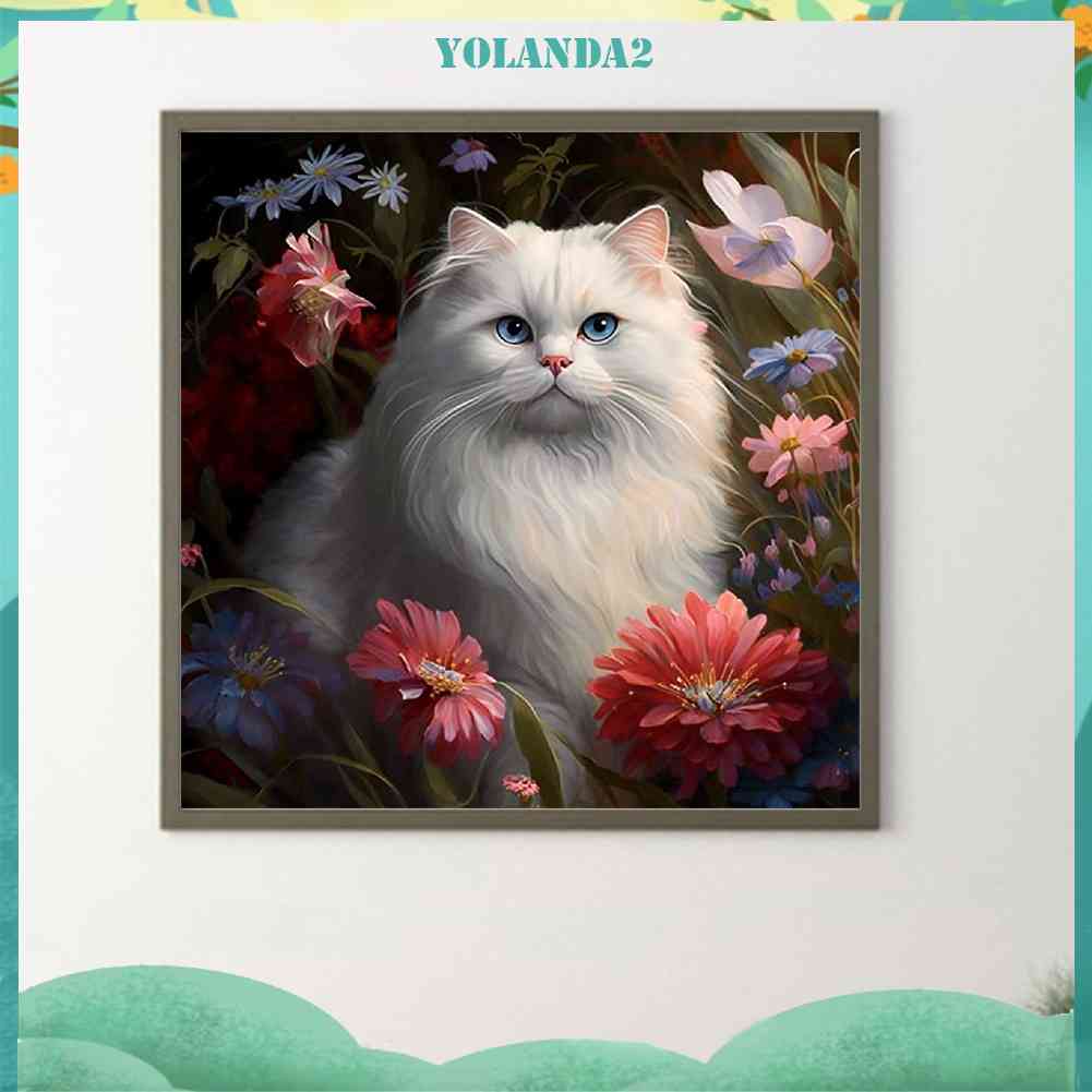 Tranh Đính Đá Kim Cương Toàn Bộ 5D DIY Hình Vẽ Mèo Trang Trí Nhà Cửa