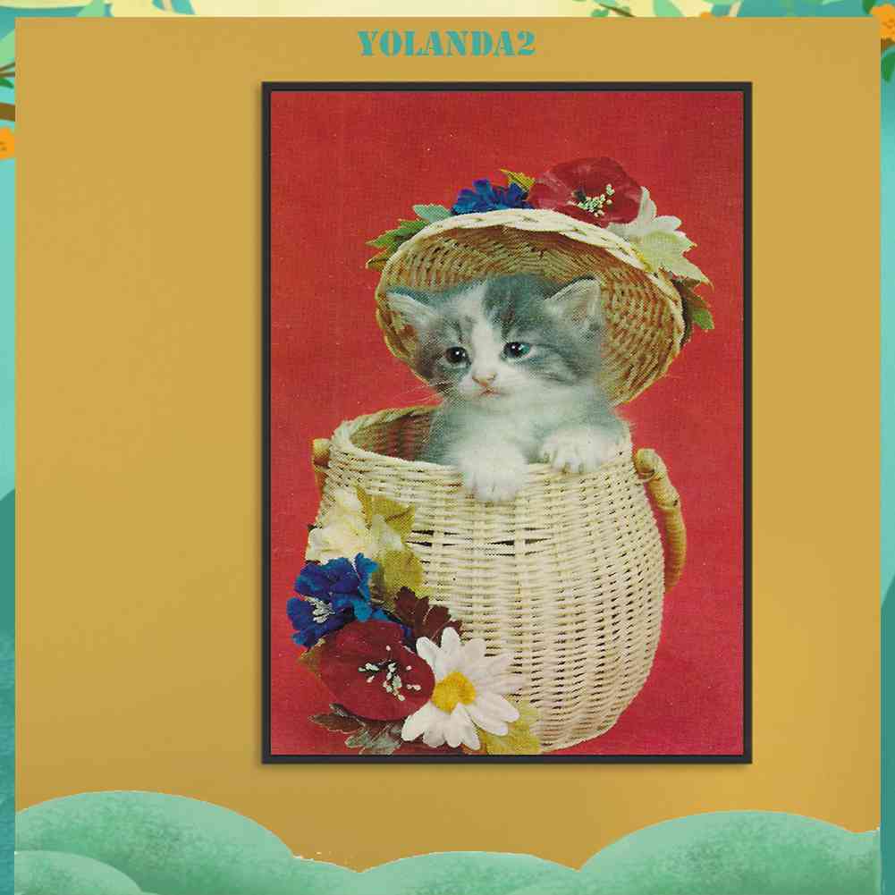 Tranh Đính Đá Kim Cương Toàn Bộ 5D DIY Hình Vẽ Mèo Trang Trí Nhà Cửa