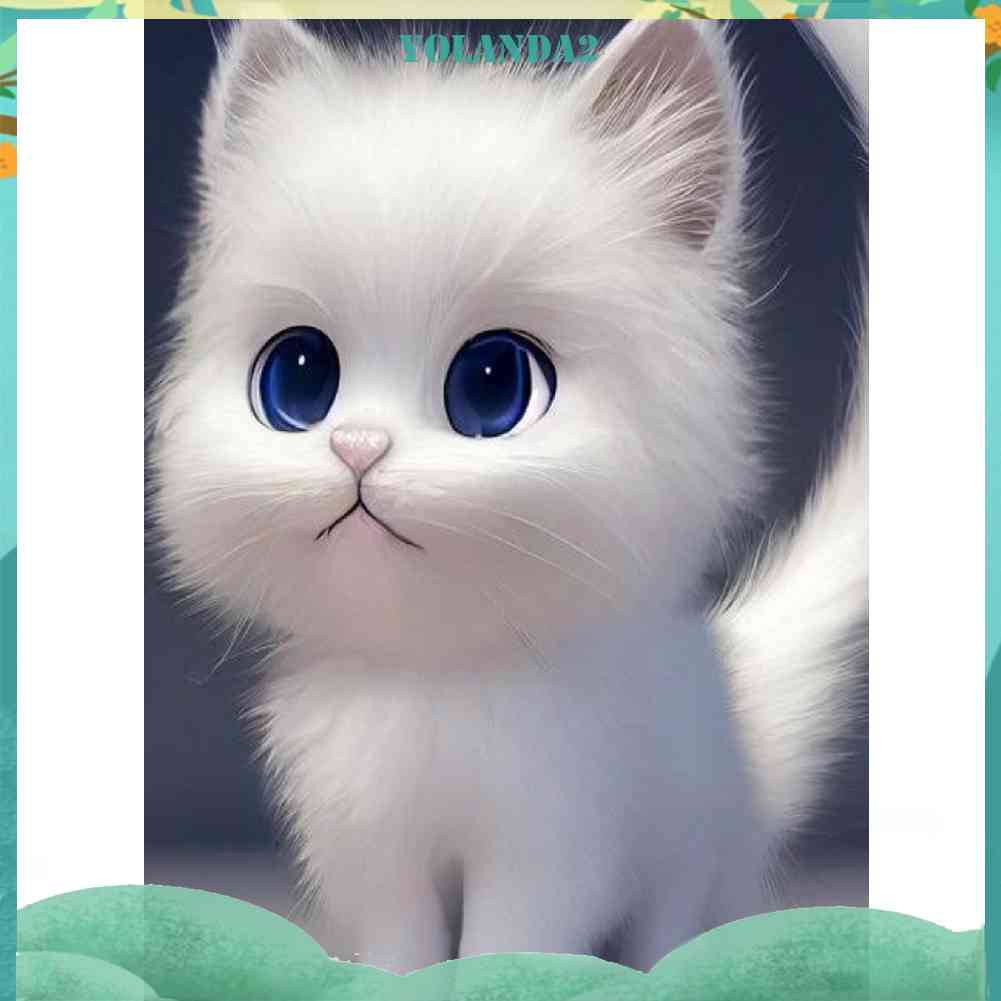 Tranh Đính Đá Kim Cương Toàn Bộ 5D DIY Hình Vẽ Mèo Trang Trí Nhà Cửa