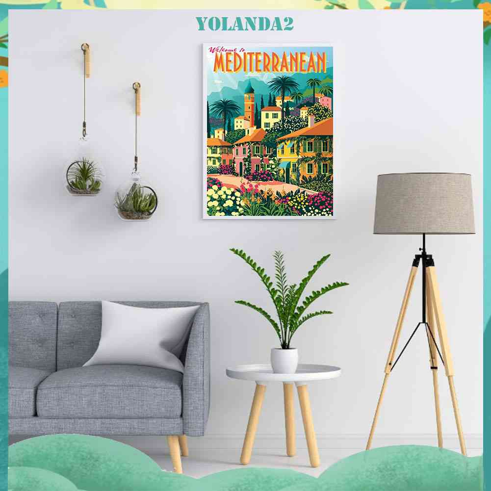 Tranh Đính Đá Kim Cương Toàn Bộ 5D DIY Hình Vẽ Địa Trung Hải