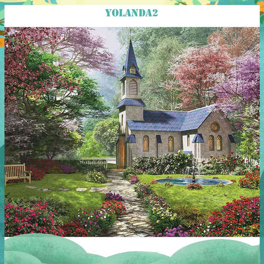 Bộ Tranh Đính Đá 5D Họa Tiết Ngôi Nhà Rừng Độc Đáo DIY Dùng Trang Trí