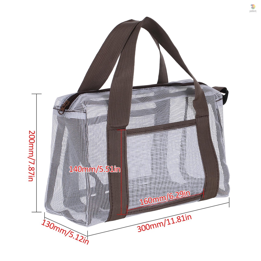 Túi Lưới Đựng Đồ Chơi Đi Biển / Dã Ngoại / 1 Bên Trong Bằng Vải Chống Thấm Nước Gọn Nhẹ Có Khóa Kéo Tiện Dụng