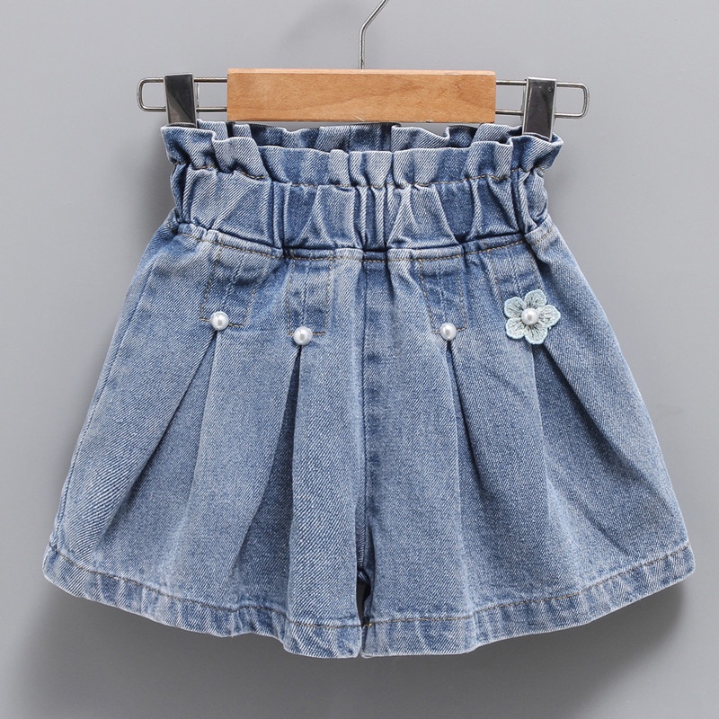 Milo Quần Short Jean Xếp Ly Phong Cách Hàn Quốc Thời Trang Mùa Hè Cho Bé Gái