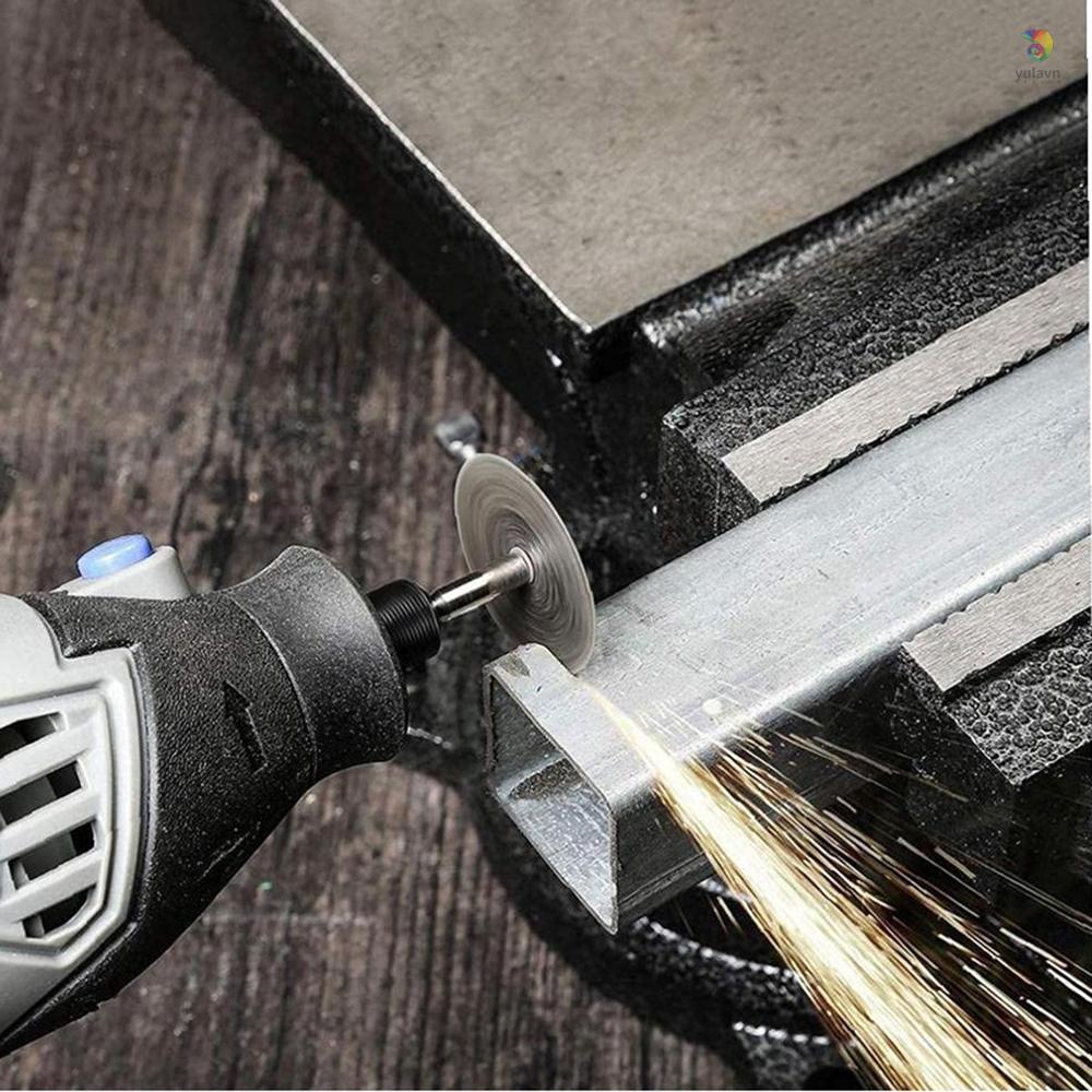 Set 24 Bánh Xe Cắt Kim Cương Đường Kính 22mm Kèm 4 Trục Quay 3mm Thay Thế Cho Dụng Cụ Dremel