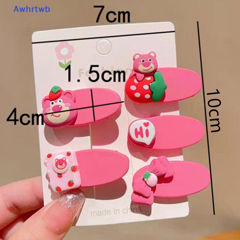 Set 5 Kẹp Tóc Hình Gấu / Dâu Tây Dễ Thương Cho Bé Gái Mới