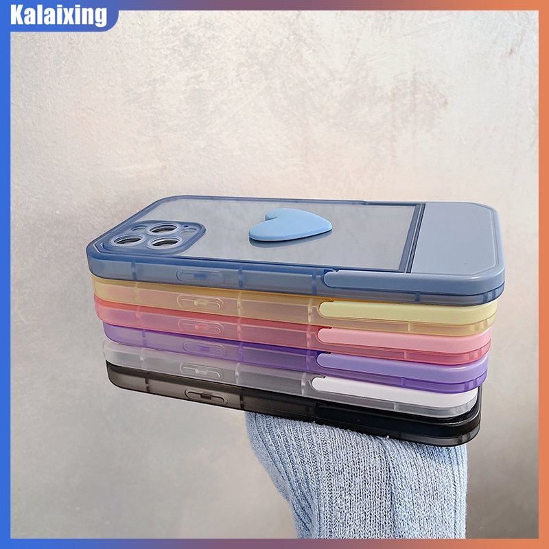 Ốp Điện Thoại Cứng Trong Suốt Có Giá Đỡ Hình Trái Tim Cho iPhone 14 Pro Max 13 Pro Max 7Plus 8Plus