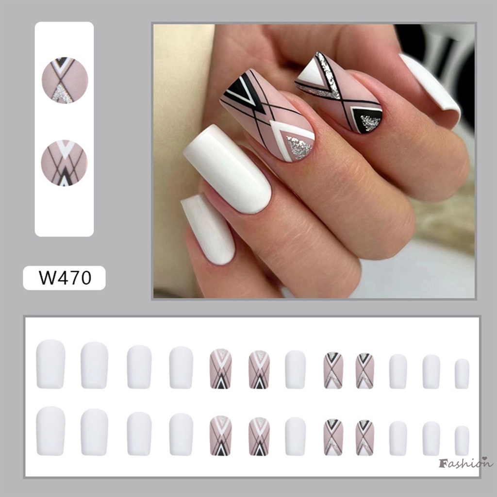 Bộ Móng Tay Giả Màu Lì Kèm Keo Dán Tiện Dụng