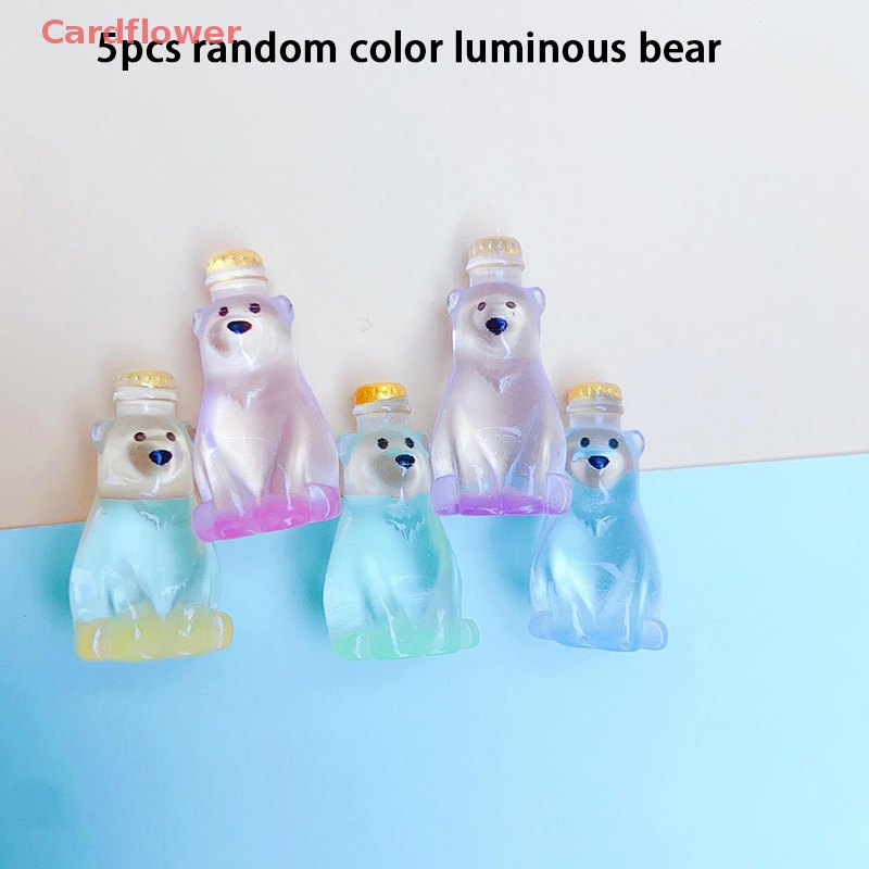 Bộ 5 Gấu Bắc Cực Mini Bằng Nhựa Phát Quang Trong Suốt Dễ Thương Dùng Trang Trí Mới