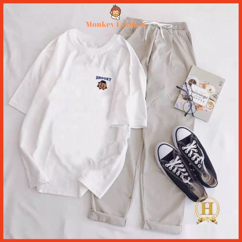 Hàng Loại 1: Set Đồ Nữ Đi Chơi Đi Học FASHION, Sét Đồ Bộ Nữ Áo Phông In SHOOKY BTS Mix Quần Ống Rộng Kaki DVGIT