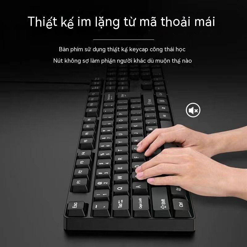 Bộ Bàn Phím Chuột Không Dây Máy Tính USB Máy Tính Để Bàn Máy Tính Xách Tay Văn Phòng Câm Cảm Giác Cơ Học Bàn Phím Có Dây