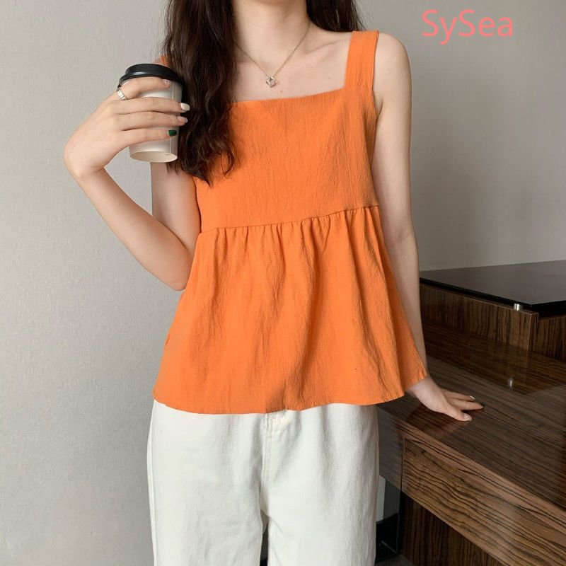 Áo Hai Dây Cổ Vuông Thắt Nơ Thời Trang Mùa Hè Cho Nữ