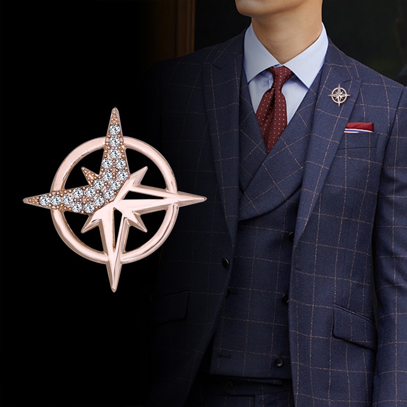 Ghim Cài Áo Hình Ngôi Sao Sáu Cánh Đính Đá Thời Trang Cho Nam