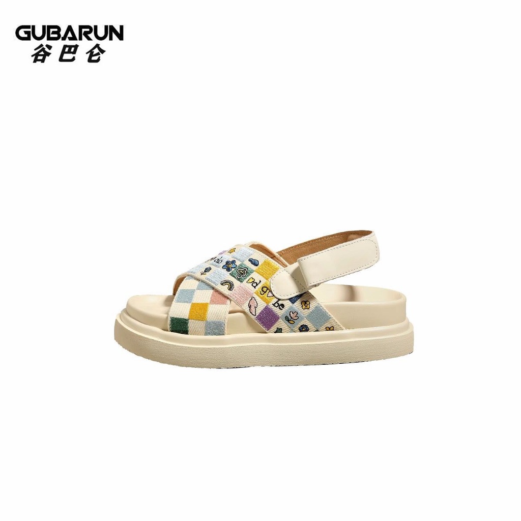 Giày Sandal Muffin Hở Ngón Đế Dày Thêu Họa Tiết Hợp Thời Trang Cho Nữ