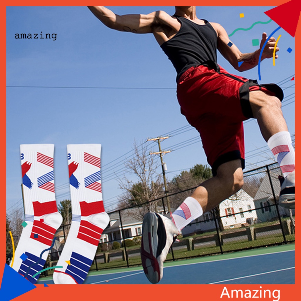 1 Đôi Vớ Thể Thao Ống Dài Co Giãn Tốt Màu Sắc Tươi Sáng