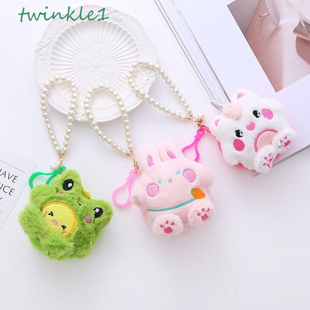 Ví Đựng Tiền Xu Bằng Cotton PP Họa Tiết Lấp Lánh Hình Thỏ / Sóc / Gấu Winnie Kèm Dây