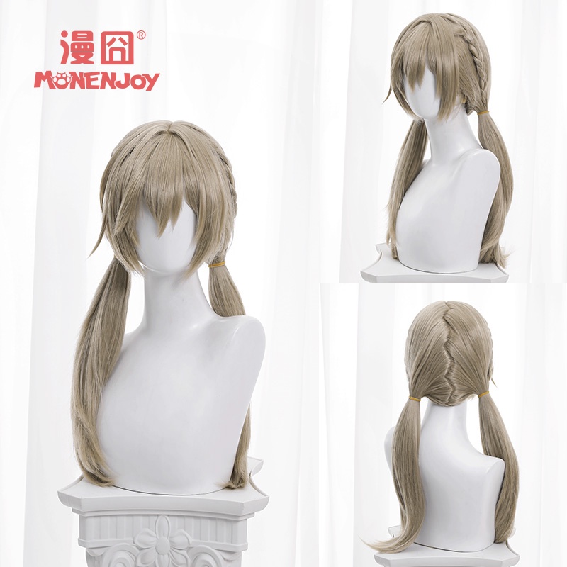 Game Honkai: Star Rail Qingque Cosplay Wig 62cm Long Linen Gray Braid Wigs Heat Resistant Synthetic Hair