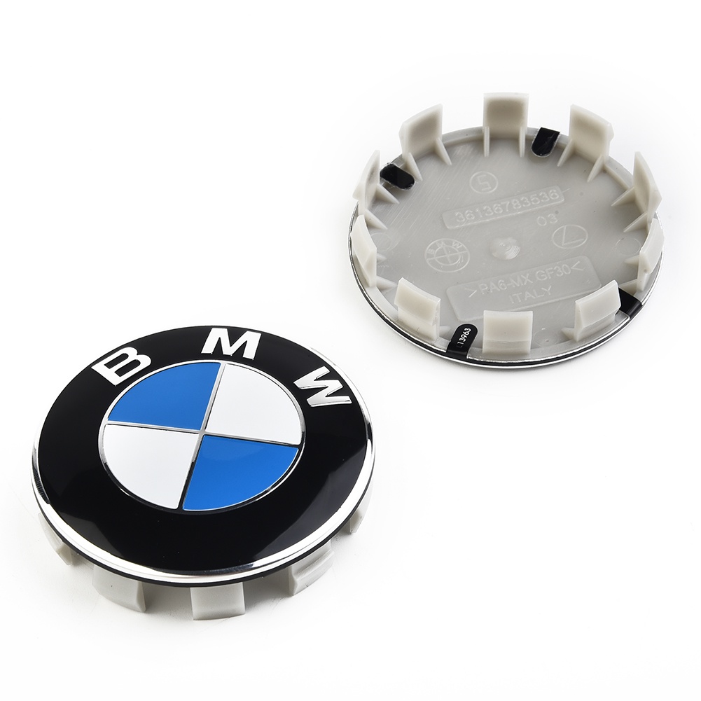 Set 4 Nắp Đậy Trục Bánh Xe Hơi BMW 1 3 5 7 Series 68mm Bằng Hợp Kim Màu Trắng Và Xanh Dương Mới