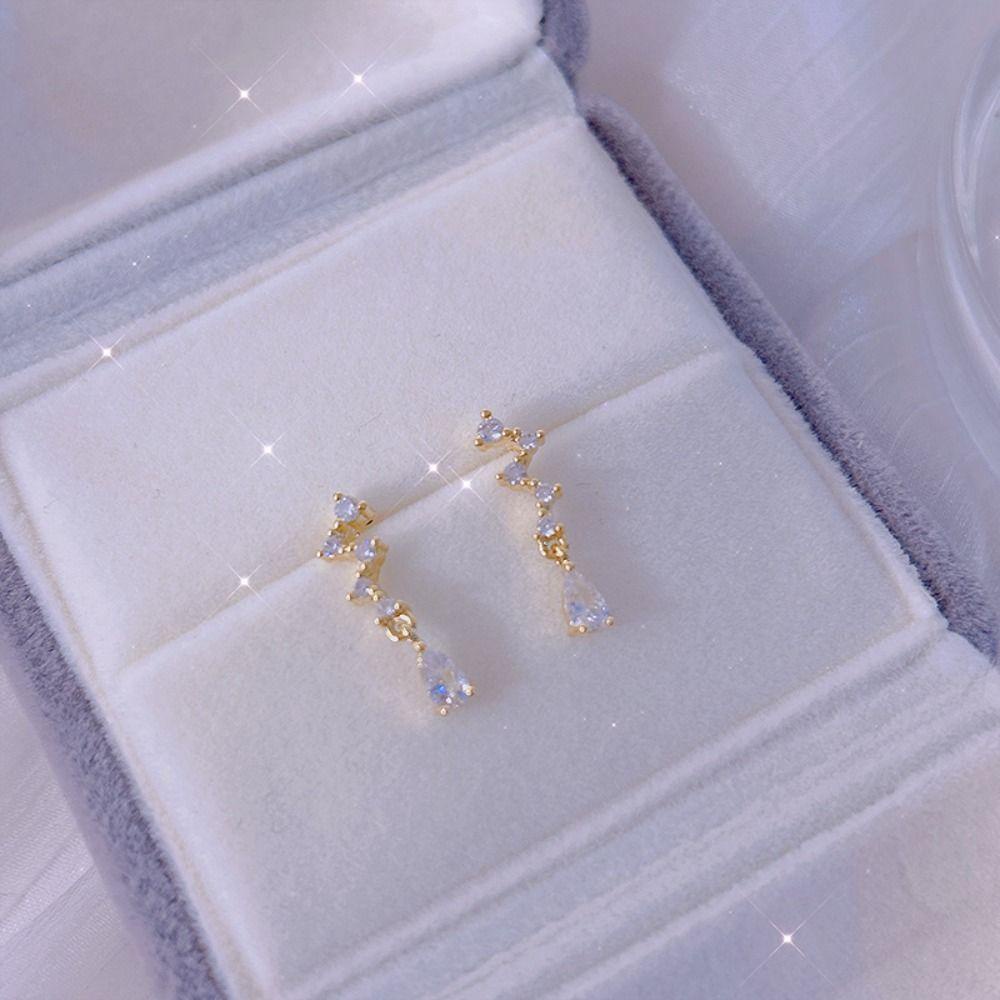 Bông Tai Hình Giọt Nước Lấp Lánh Thời Trang|Khuyên Tai Phong Cách Hàn Quốc Cổ Điển Thanh Lịch