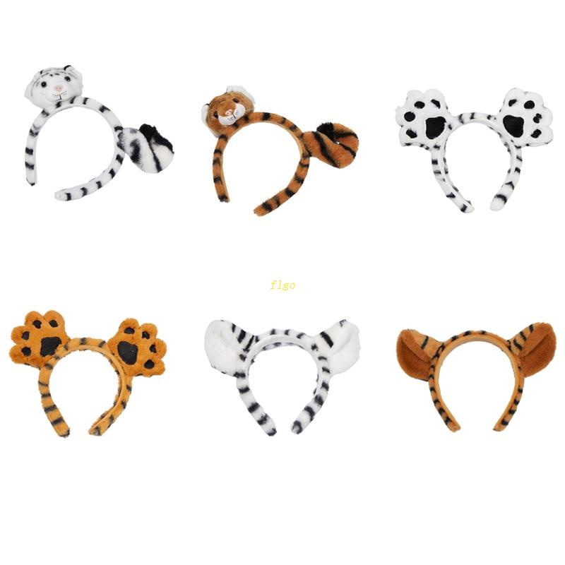 Flgo Băng Đô Cài Tóc Hình Tai Hổ Hoạt Hình Bằng Vải Lông Làm Đạo Cụ Chụp Ảnh Halloween