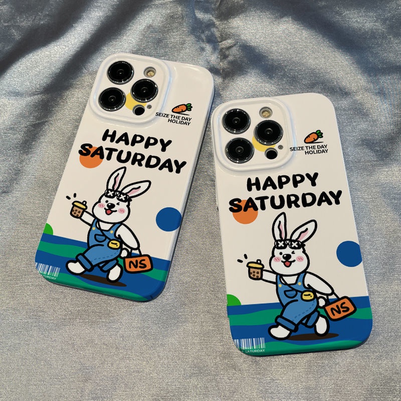Ốp Điện Thoại Họa Tiết Thỏ Đáng Yêu Cho Iphone 14promax11 / 8xriPhone12 / xs Apple 13 / plus / Happy 7 XZPH
