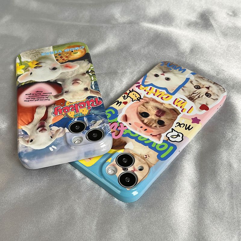 Ốp Điện Thoại Cứng Bảo Vệ Toàn Diện In Họa Tiết Chú Mèo Dễ Thương Dành Cho Iphone 7 12 / Xr Xs / apple 14 Pro 118 13 S6NX