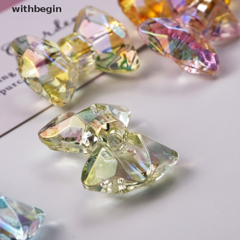 Bộ 10 Hạt Acrylic Trong Suốt Hình Gấu Thắt Nơ Nhiều Màu Dễ Thương Dùng Làm Trang Sức Thủ Công