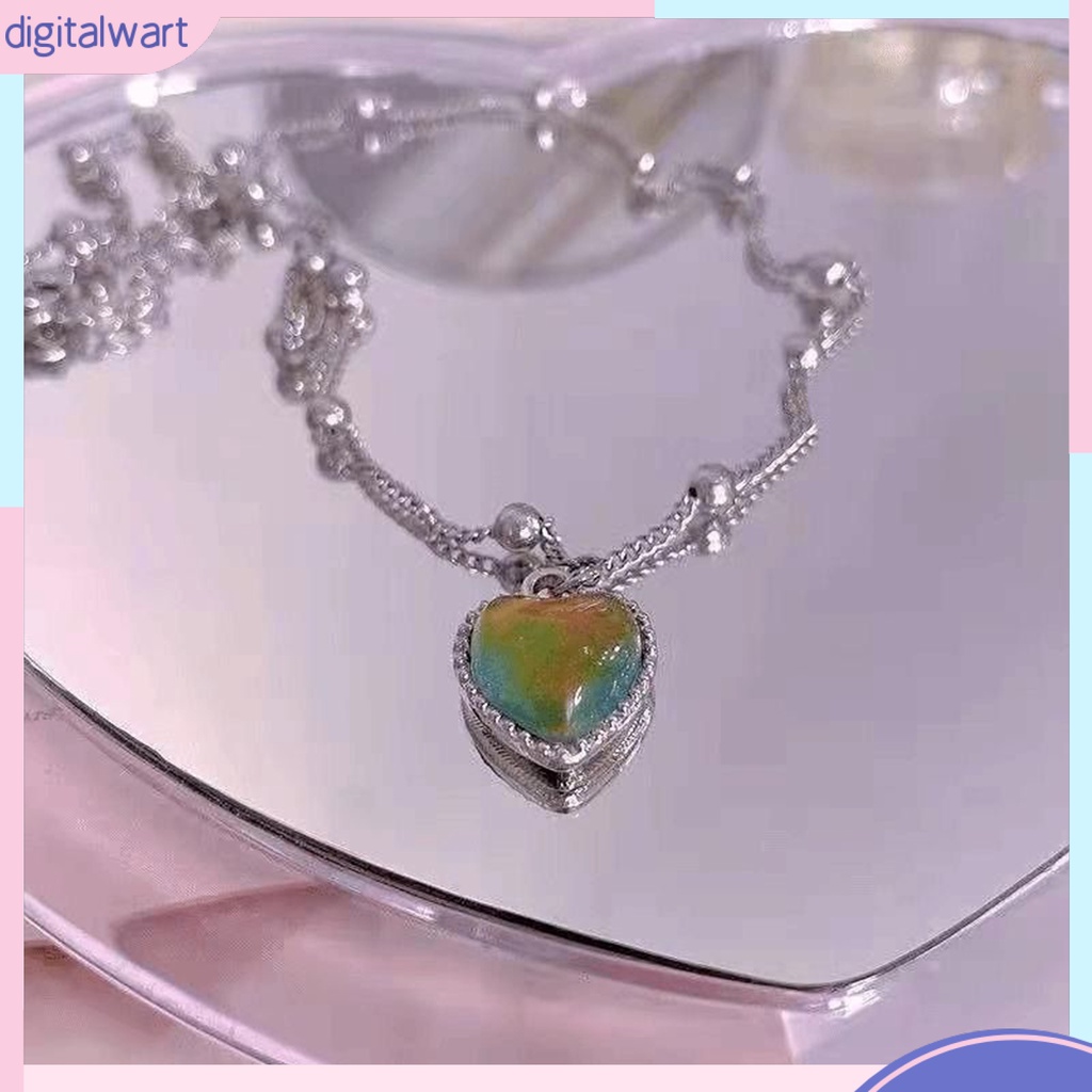 Vòng cổ Mặt Trái Tim Đính Đá Pha Lê Nhân Tạo Đổi Màu Theo Nhiệt Độ Thời Trang Cho Nữ