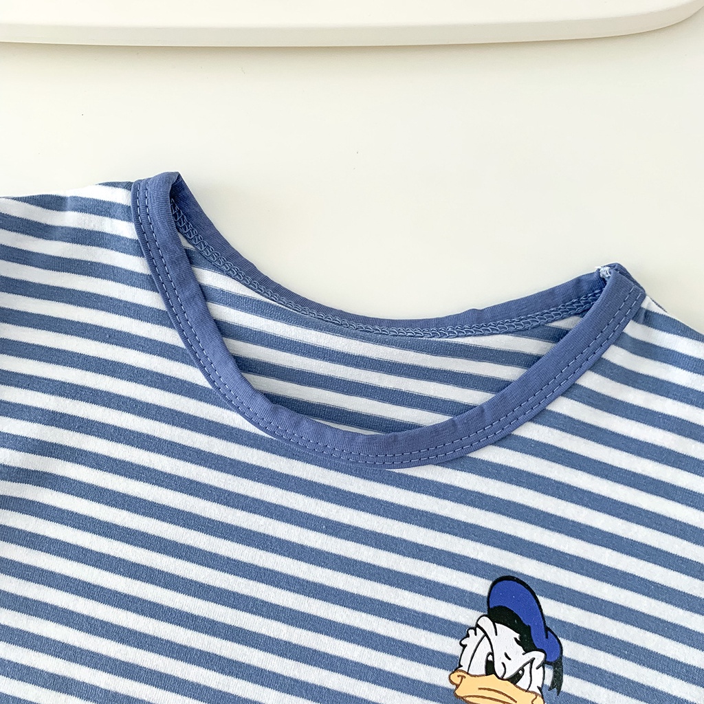 Áo Liền Quần Ngắn Tay Hoa Văn Kẻ Sọc Thời Trang Mùa Hè Dành Cho Trẻ Nhỏ Mới Sinh