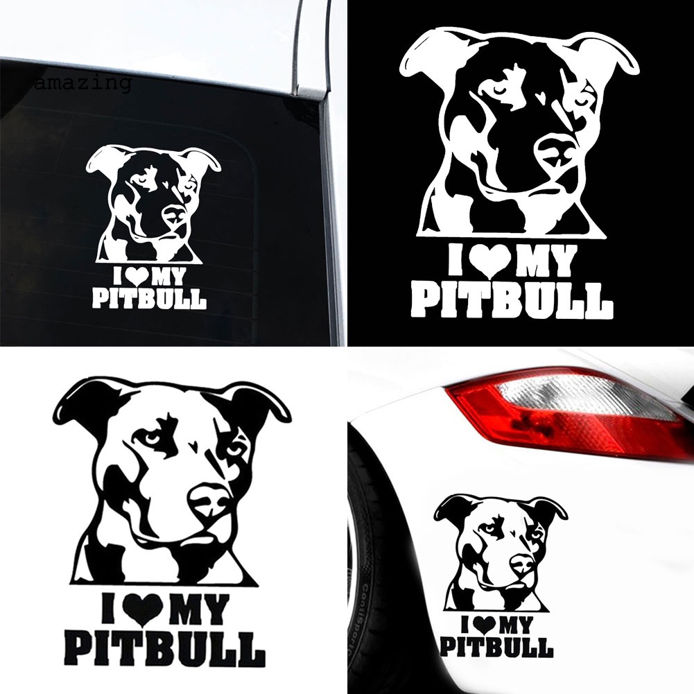 1 Miếng Dán Phản Quang Chống Thấm Nước Họa Tiết Hoạt Hình I Love My Pitbull Bulldog Cho Xe Hơi