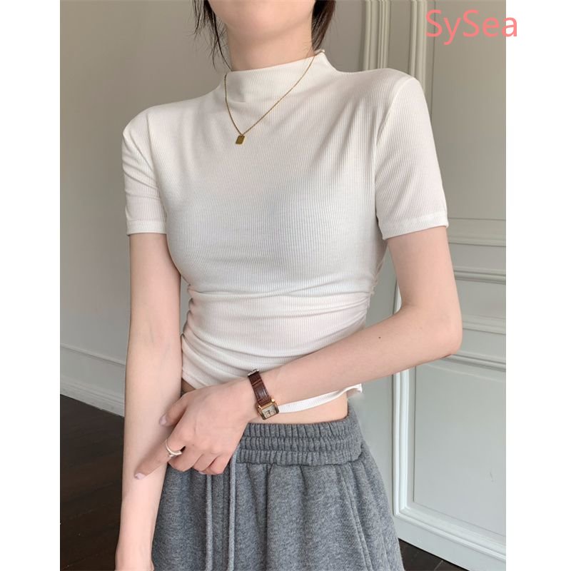 Áo Thun Tay Ngắn Cổ Lọ Ôm Dáng Thời Trang Hè Phong Cách Hàn Quốc Cho Nữ