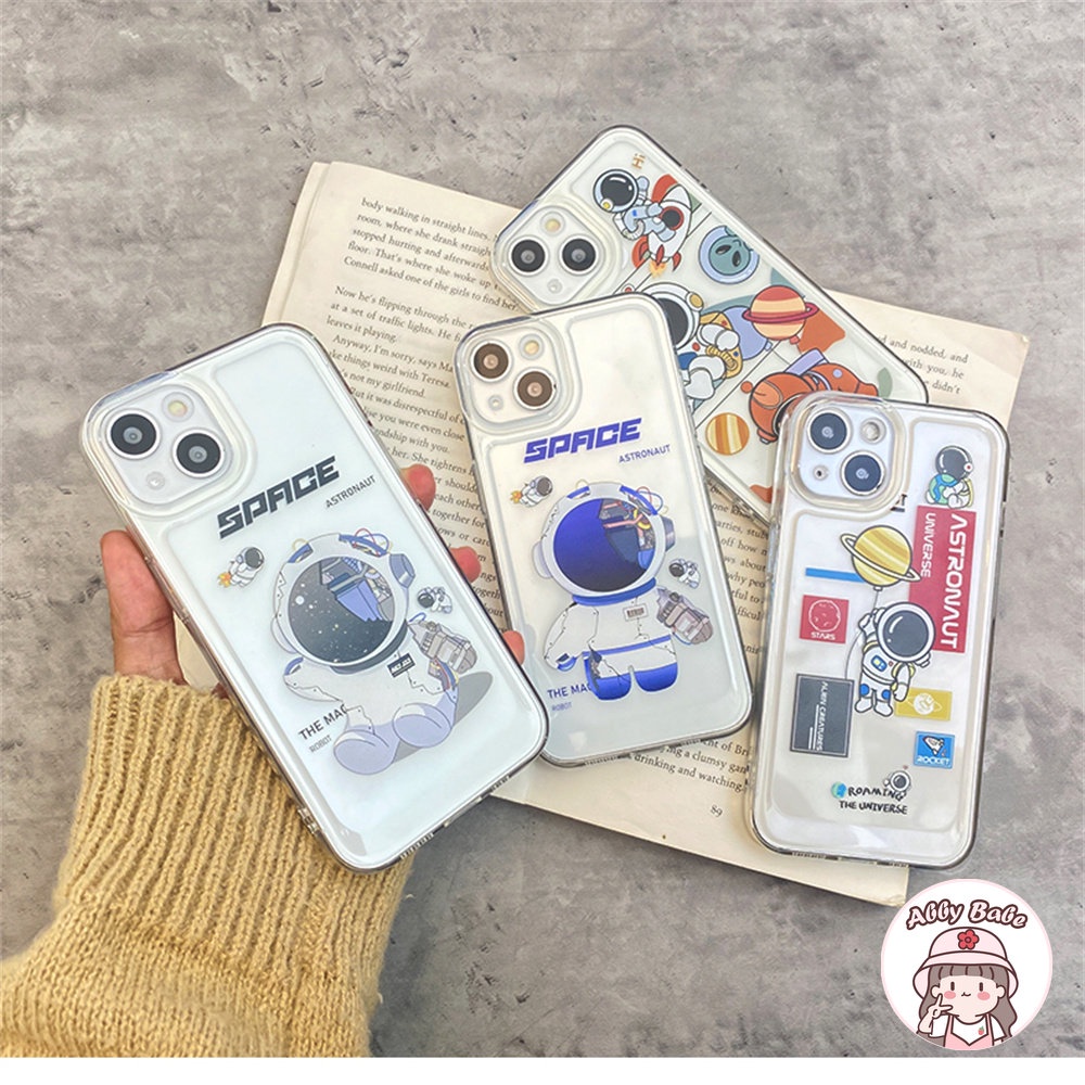 Ốp Điện Thoại TPU Mềm Trong Suốt Chống Sốc In Hình Phi Hành Gia Cho IPhone 14 Pro Max 11 12 11 Pro Max X XS 7Plus