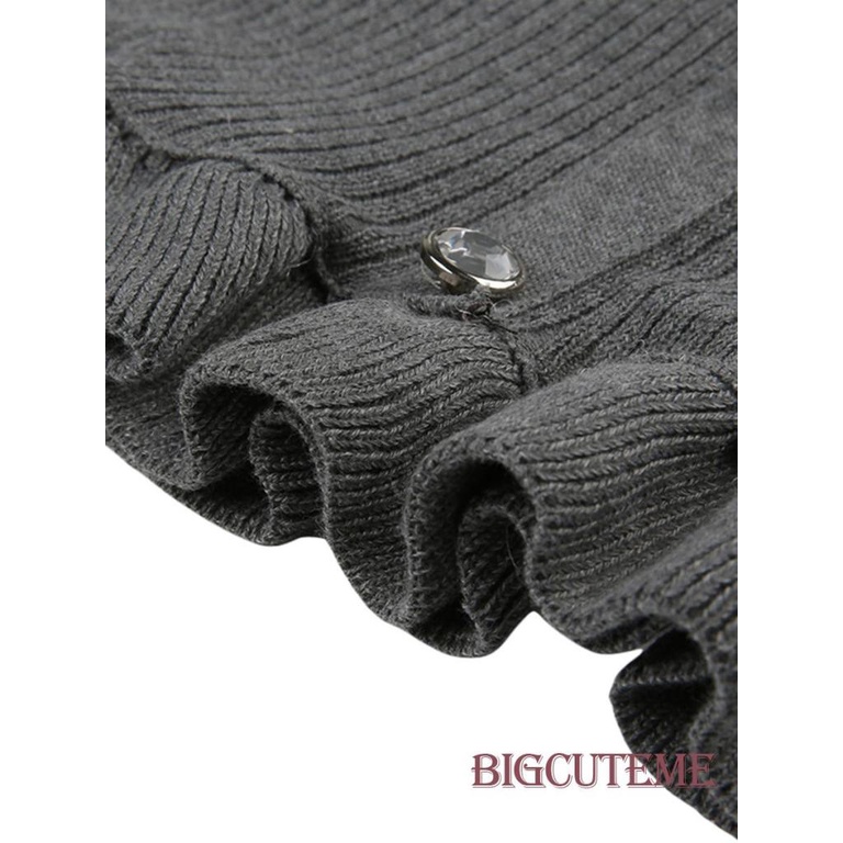 Áo Dệt Kim Ngắn Tay Cổ Vuông Phối Bèo Họa Tiết Chấm Bi Phong Cách Đường Phố