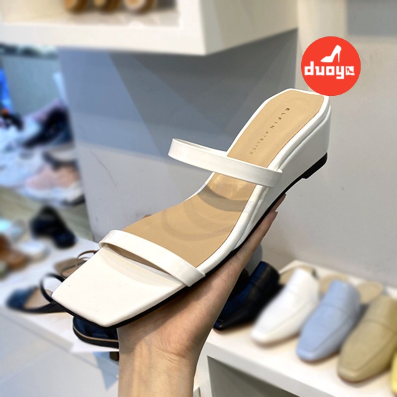 Duoya Hair Thẳng ~ [Hàng Có Sẵn] Dép Cao Gót Sandal Đế Phẳng Màu Nude Đơn Giản Cho Nữ Miễn Phí Vận Chuyển
